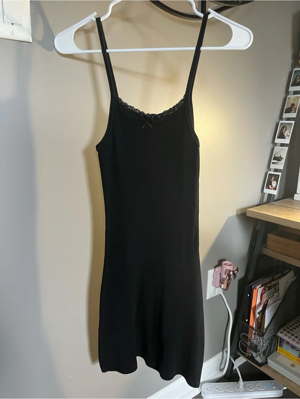 Brandy Melville John Galt Black Ribbed Mini Dress